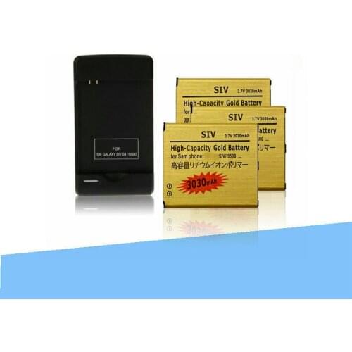 ISkyams 3x 3030mAh B600BC Gold Battery + Dock Charger For Samsung Galaxy S 4 SIV I9500 I9502 I9505 I9508 R970 S4 Active I9295
