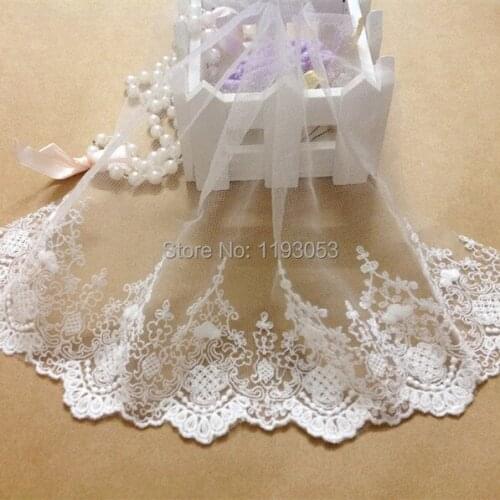 20Yard/Lot Wholesale Handmade DIY Lace Trim White Black 18CM Wide Embroidery Fabric Textile Clothes Dress Sewing Accessories