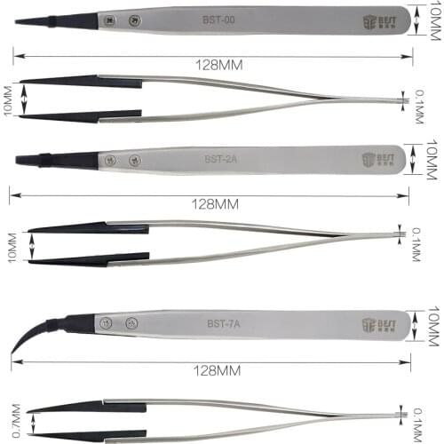 BEST High Quality OEM Types Accept Tipped Precision Pointed Stainless Steel Tweezers Round Flat Rubber