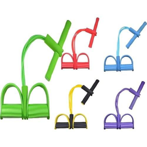 Multifunctional 4 tube latex foot elastic pull rope muscle expander fitness workout pedal sports equipment belt resistance
