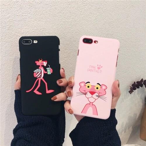 Cartoon pink leopard Phone Case For coque iPhone 7 8 6 6s puls X XS MAX XR Pink Panther Cases Cute PC Plastic Hard phone cover