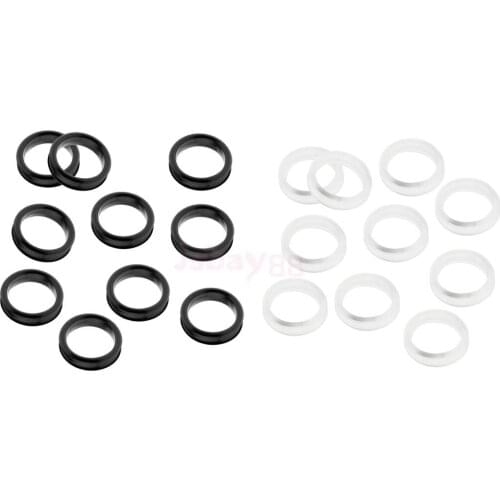 Lot 20Pcs Soft Rubber Finger Ring Grips Inserts Sizer for Barber Hairdressing Shear Scissors Black/Clear