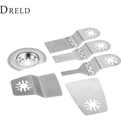DRELD 6Pcs Oscillating Multi Tool Kit SS Saw Blade Set Wood Cutting for Renovator Power Tool Bosch Fein Dremel Multimaster TCH