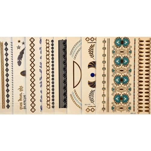 Party bar club Gold Silver Metalic glitter Temporary Tattoos Stickers sexy Body eye face back neck waterproof Art gifts