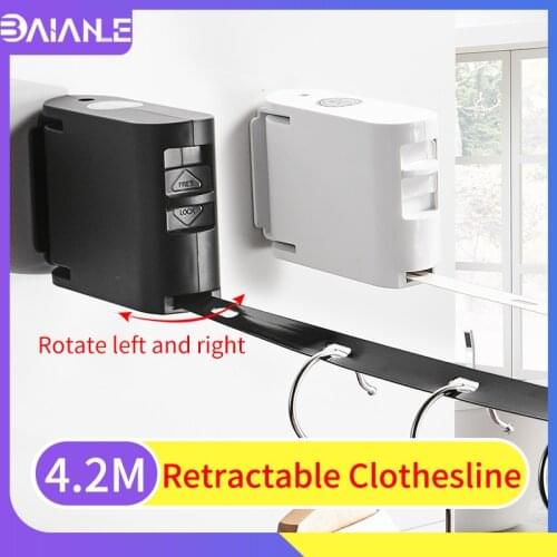 Indoor Invisible Clothesline with Hanger Hole Retractable Clothesline Rope Drying Rack Bathroom Balcony Laundry Clothes Line