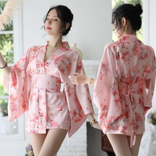 New Japanese print sakura kimono suit bath for lingerie girls