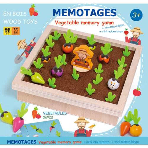 Memory game Montessori toy set wooden toys baby pull carrot shape matching cognitive puzzle children wooden baby toys
