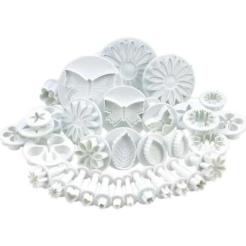 33 Piece Polymer Clay Fondant Cake Cookie Plunger Cutter Leaf Butterfly Heart Flower Shape Decorating Embossing Mold DIY Tools