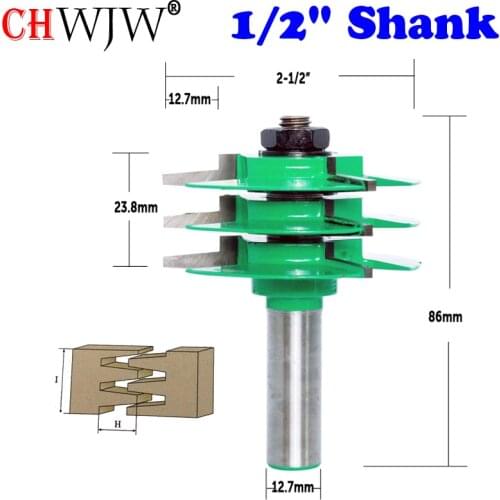 CHWJW Professional Adjustable 1/2 Shank Finger Joint Router Bit with 2-1/4-Inch Diameter