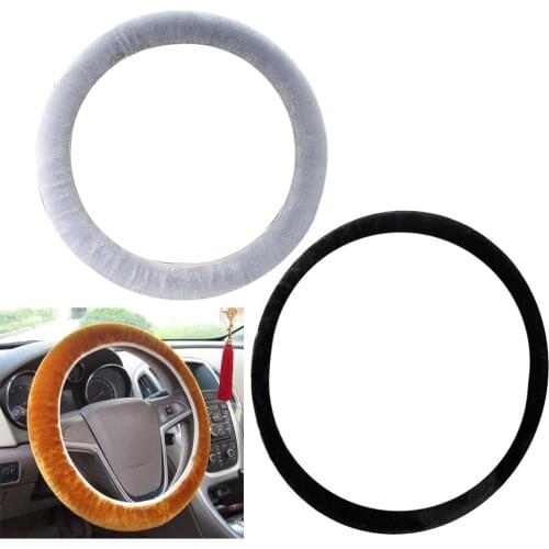 Fluffy fur plain steering wheel car cover car truck suv elegent washable
