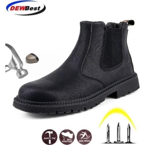 Work Safety Shoes Breathable Steel Toe Boots Lightweight Air-cushion Safety Boots Anti-slippery For Men Work leather shoes