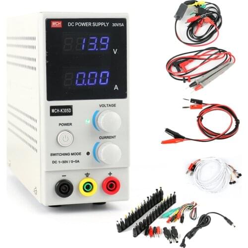 K305D Mini Regulated Adjustable Digital Power Supply SMPS Single Channel 30V/5A 220V Laboratory Power Supply+DC JACK SET
