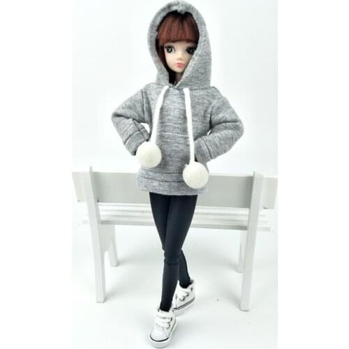 Gray Sweatshirt Coat For Barbie Doll Clothes For Barbie Doll Outfits Leather Pants Canvas Shoes 1/6 Dolls Accessories Kids Toys