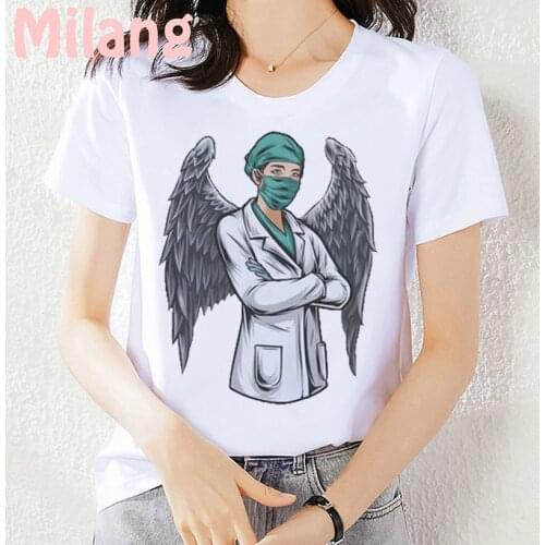 Nurse Crown 2021 Fashion Mujer Camisetas White Top T Shirts Summer Aesthetics Graphic Short Sleeve t-shirts Polyester T Shirt