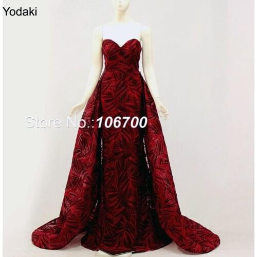 Bling Real Photos Detachable Tail Formal Evening Dresses Long Sleeves O Neck Gold Color Pageant Prom Gowns 2018 New Arrival