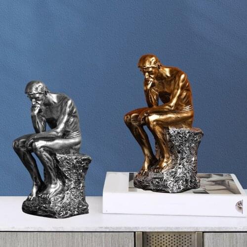 Nordic Resin Abstract Art Thinker Statue Retro Home Decoration Ornament Creative Decor Crafts Modern Sculpture Bookshelf
