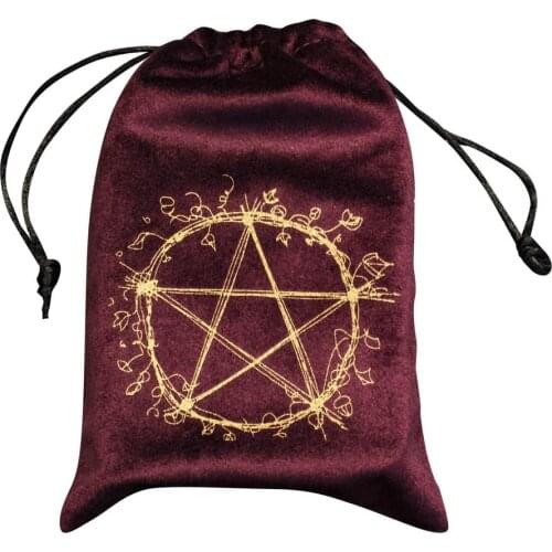 1pcs Velvet Pentagram Tarot Storage Bag Board Game Cards Embroidery Drawstring Package Witchcraft Supplies For Altar Tarot Box