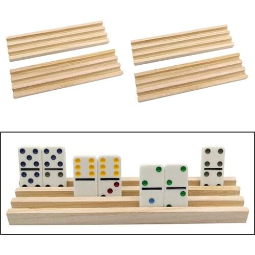 Solid Wood Domino Tile Rack Wooden Domin Game Trays Holder Organizer 3 Slots for Professional Players