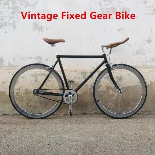 Vintage 52cm Frame Single Speed Bike Black 700C 23C Fixed Gear Track Biycle With Gooseneck Stem Daily Commute Cycling Fixie Tire