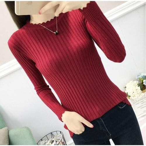 Knitted Women o-neck Sweater Pullovers spring Autumn Basic Women Sweaters Pullover Slim Fit Black cheap top ZZ0073