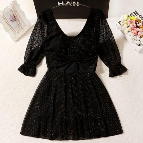 Women Solid One Piece Swimwear with Sleeves Bandage Bathing Suit Swim Beach Dress Plus Size Swimsuit Swimming Beachwear Suits