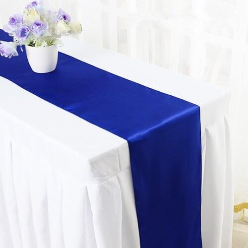 10PCS Satin Table Runners Wedding Party Event Decor Supply Satin Fabric Chair Sash Bow Table Cover Tablecloth 30cm*275cm