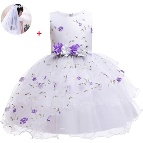 2021 Easter Clot Baby Girl Dress Princess Dress Embroidery Tutu Wedding Dress Sleeveless Evening Party Costume For Kids Clothing