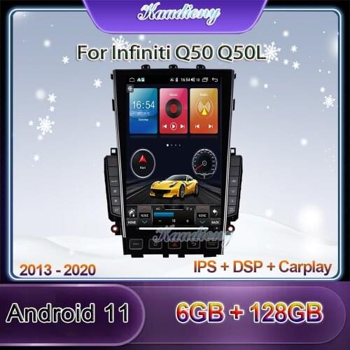 Kaudiony 12.1" Tesla Style Android 10.0 Car Radio For Infiniti Q50 Q50L Car DVD Multimedia Player Auto GPS Navigation Stereo 4G