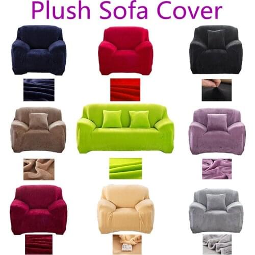 Velvet Plush Thicken Sofa Cover All-inclusive Elastic Sectional Couch Cover for Living Room Chaise Longue L Shaped Corner Cover
