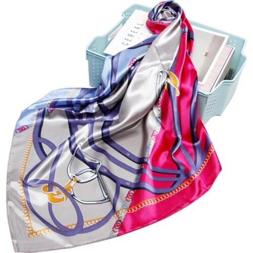 2021 Fashion design Print Scarves for Women Silk Satin Hijab Scarf Female Luxury Square Small Shawl NSF005