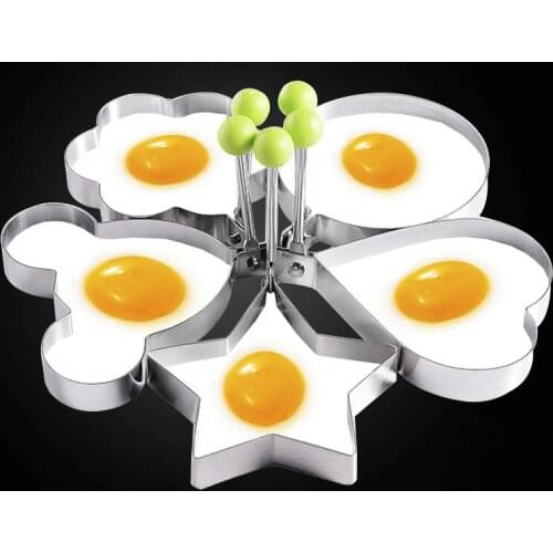Stainless Steel 5Style Fried Egg Pancake Shaper Omelette Mold Mould Frying Egg Cooking Tools Kitchen Accessories Gadget Rings