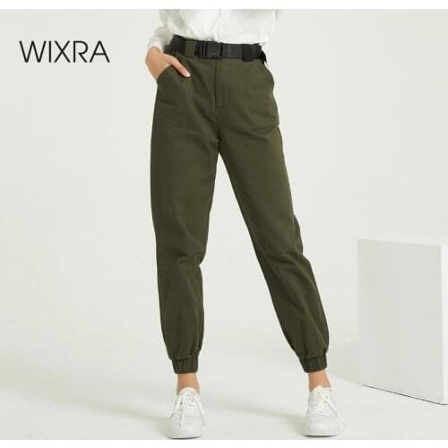 Wixra Women New Cool Cargo Casual Womens Pants High Waist Hip hop Pockets Casual Ladies Trousers Spring Autumn