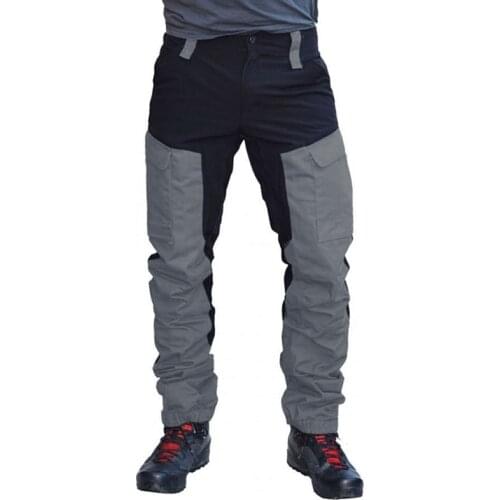 Military Long Cargo Pants Work Trousers for Men Casual Fashion Color Block Multi Pockets Sports