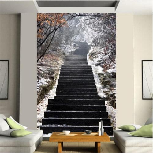 Custom 3D Photo Wallpapers Nature Fall Withered Maple Trees Stairs Scenic Mural for Aisle Walkway Wall Paper Papel De Parede 3D
