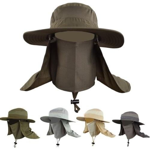Outdoor Sunscreen Fishing Cap Suns Anti UV Protection Face Caps Waterproof Big Bucket Hats with Wide Brim Summer Fisherman Cap