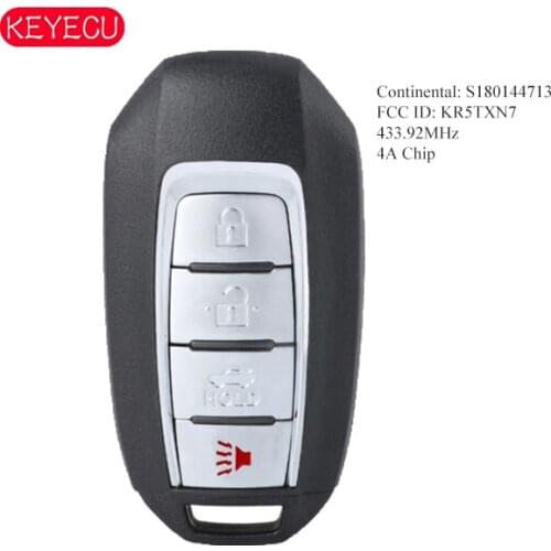 KEYECU Smart Remote Key Fob 4B 433.92MHz 4A for Infiniti Q50 Q60 2019 2020 S180144713, KR5TXN7