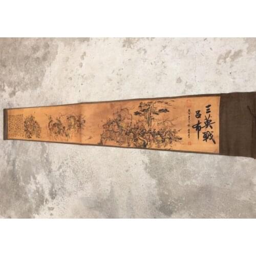 China archaize Long curly Three generals War Lu Bu Calligraphy painting