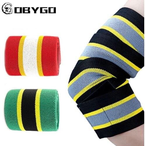 GOBYGO Compression Elbow Support Elastic Elbow Sleeves Bandage Weight Lifting Powerlifting Bodybuilding Arm Wrap Brace Strap