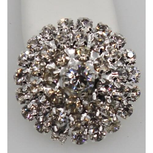 10pcs 23mm Round Silver Plated Rhinestone Button Shiny Metal Buttons Wedding Button DIY Invitation Decoration Craft Supplies