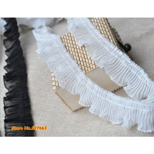 3cm Ruffle lace pleated lace white black clothes laciness accessories