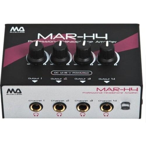 Mclelland MAR-H4 4-Channel Professional Headphone Amplifier AMP Recording Studio Headphone Splitter For Studio Recording