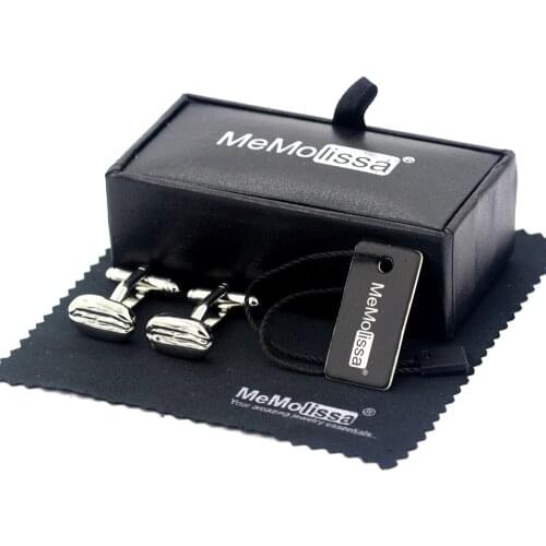 MeMolissa Display Box Cufflinks Sporty Silver Rugby Sports Cufflinks High Quality Groom Wedding Cufflinks Free Tag & Wipe Cloth