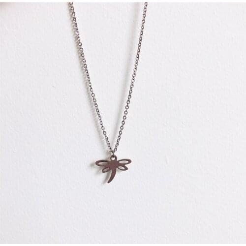 Fashion Personality Stainless Steel Animal Dragonfly Pendant Necklace Romantic Anniversary Gift Fashion Jewelry for Girlfriend