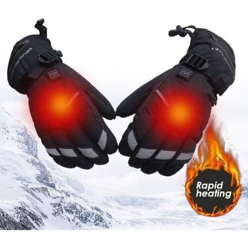 Motorcycle Gloves Waterproof Heated Riding Gloves Temperature 5 Speed Adjustment USB Hand Warmer Charging Heating Finger Gloves