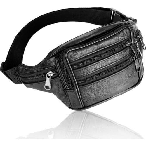 Genuine Leather Men Waist Packs Man Belt Bag Male Fanny Pack Crossbody Travel Bag Soft Cell Phone Pocket Bum Bag