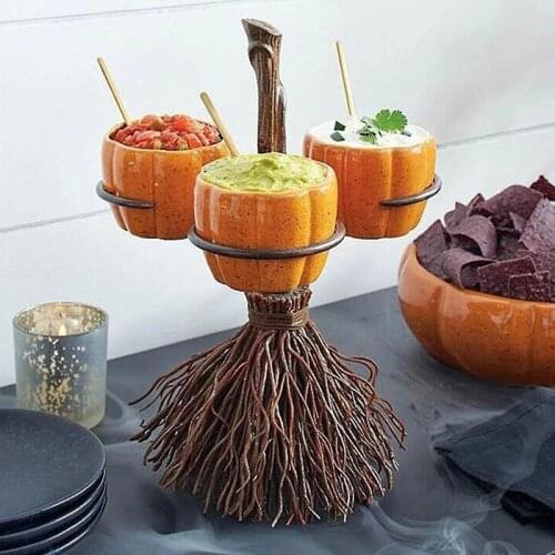 Halloween Pumpkin Snack Bowl Stand Halloween Creative Snack Basket Salad Bowl Festival Party Kitchen Baking Pan Supplies