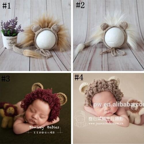 Baby props Lion Furry Lion bonnet and toy set Newborn lion hat Photography Prop Baby crochet props