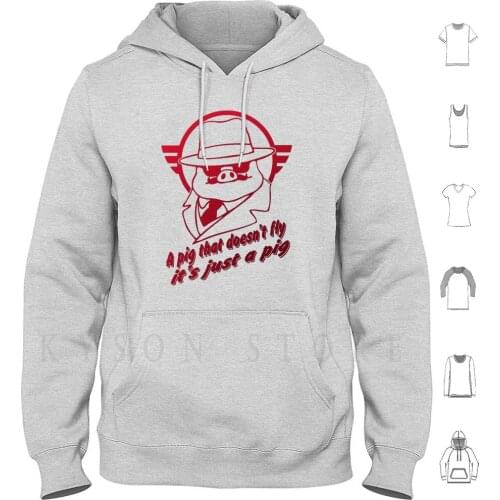 Red Pig Hoodies Long Sleeve Totoro Ghibli Studio Manga Anime Miyazaki Hayao Nausicaa Mononoke
