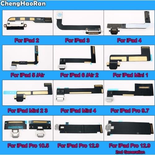 ChengHaoRan USB Charger Connector Power Charging Port Plug Flex Cable For iPad 2 3 4 5 6 Air 2 Mini 1 2 3 4 Pro 9.7 10.5 12.9