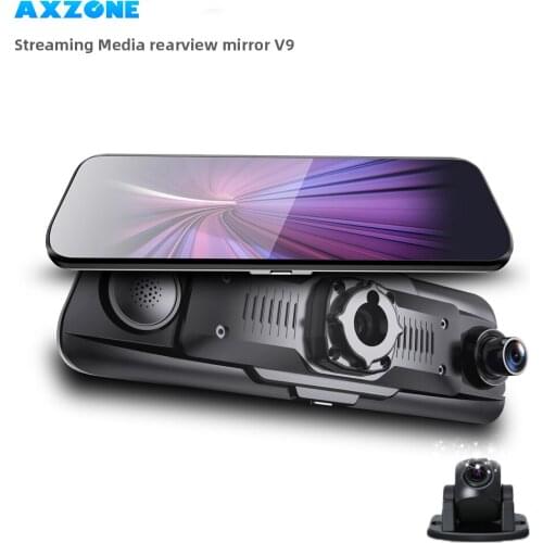 AXZONE V9 Stream Rear View Mirror GPS 10" Rear view cam Dual Car cam 1080P Super Night Vision Dash Cam Registrar Video Recorder